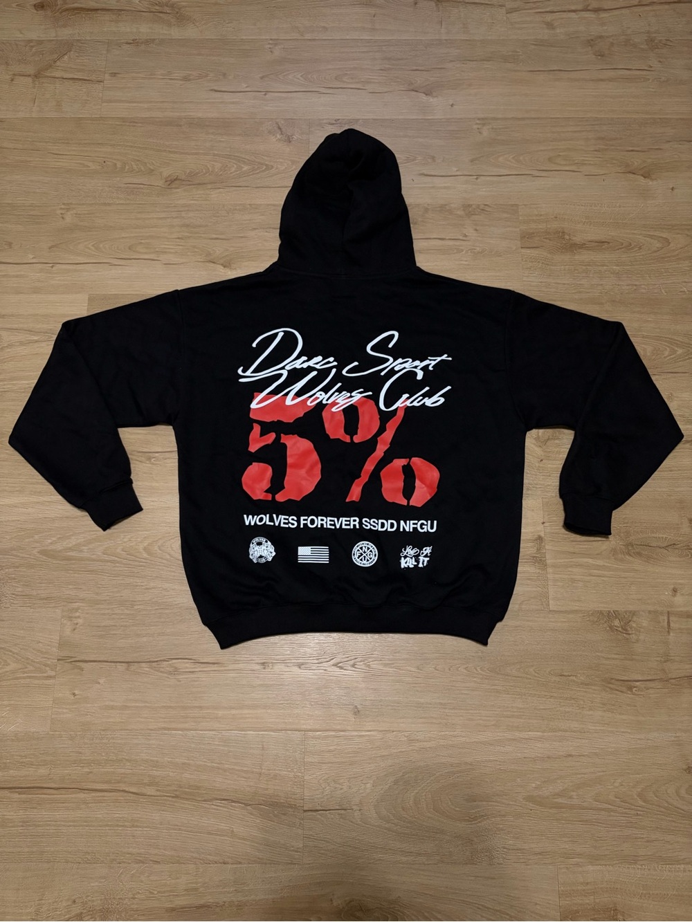 Darc Sport Black Hoodie with Red & White Graphics